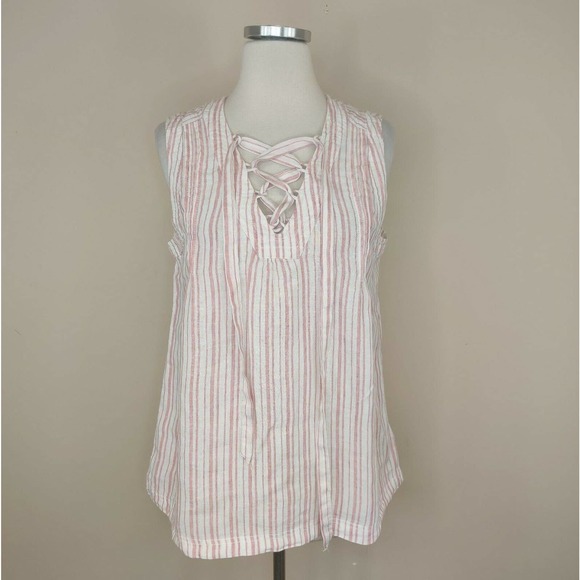 Rachel Zoe Tops - Rachel Zoe Sleeveless Linen Top Lace Up Neckline
